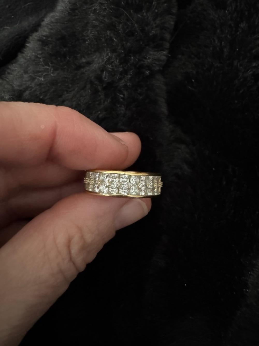 Gold-Tone Crystal Wide Band Ring - Clear Crystal